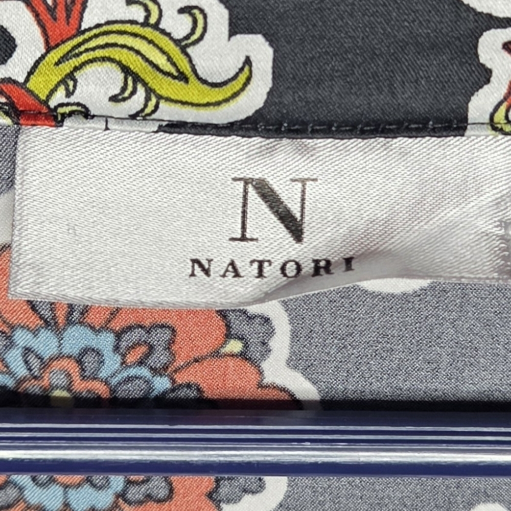 Natori Black Floral Garment with Red and Blue Accents - Picture 2 of 14